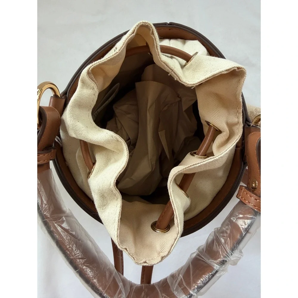 Tommy Bahama Brown Woven Straw Bucket Bag Crossbody Pineapple TQFB0264 NEW